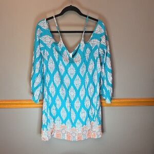 Xhilaration Blue and White Long Sleeve Dress